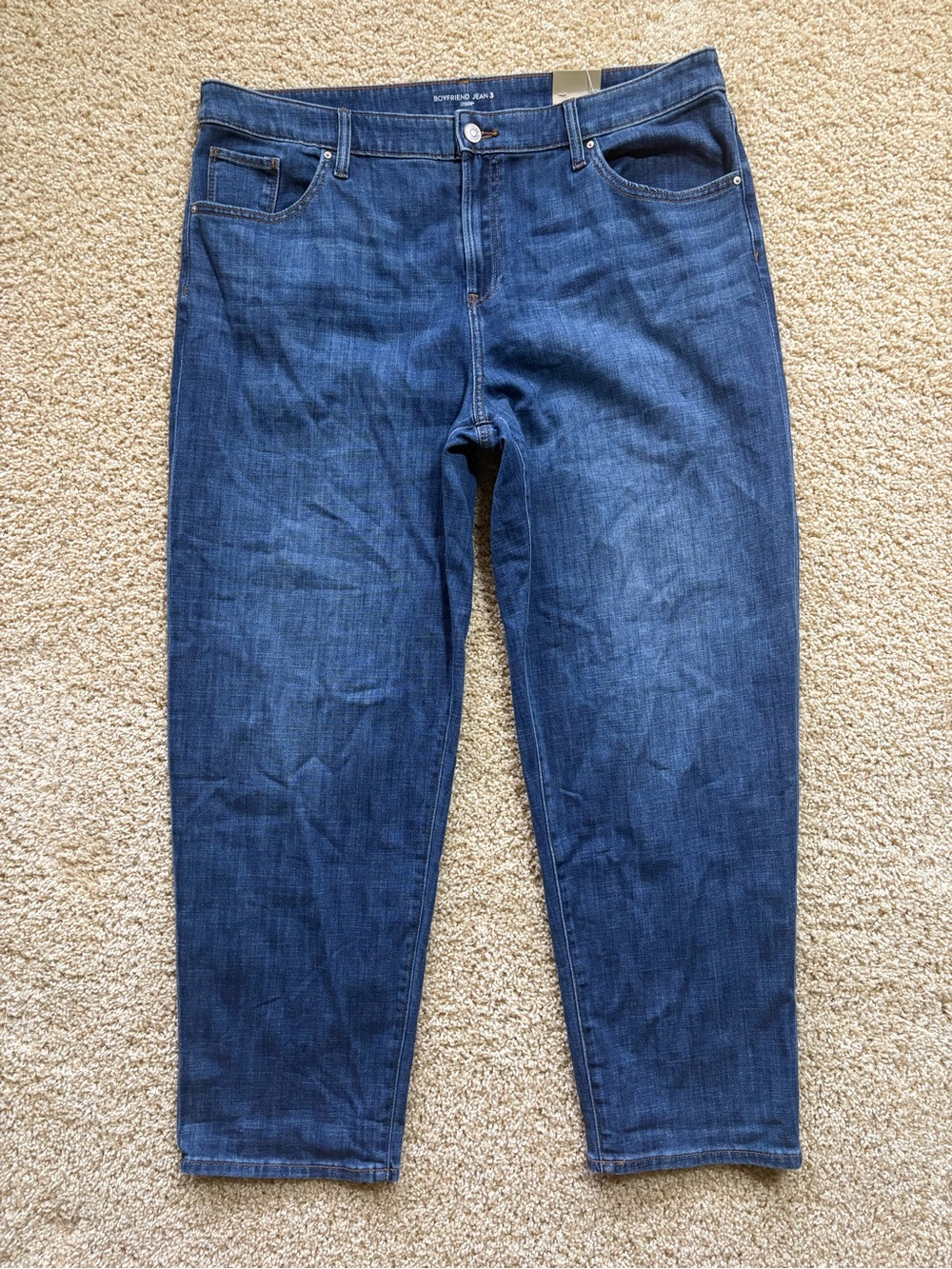 Chico's Size 3 US 16 Boyfriend Ankle Jeans Relaxed Fit Medium Blue Denim